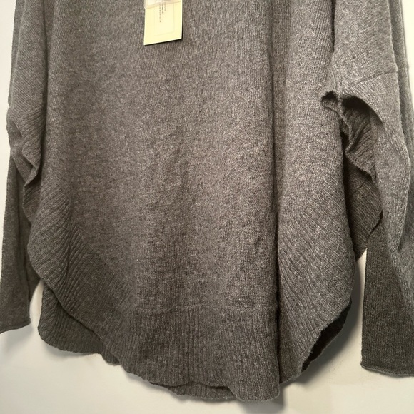 Qi 100% Cashmere Gray Shrug Lagenlook Normcore Poncho Sweater Fall Staple Size L - Picture 4 of 16